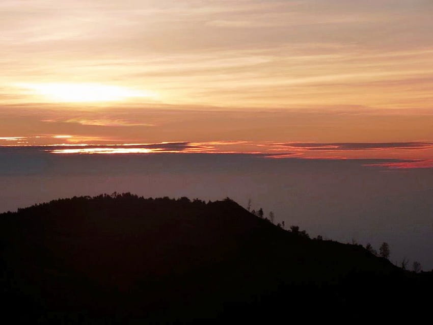 Cisza, światło słoneczne, grafika, widok, natura, słońce, wschód słońca, góra Tapeta HD