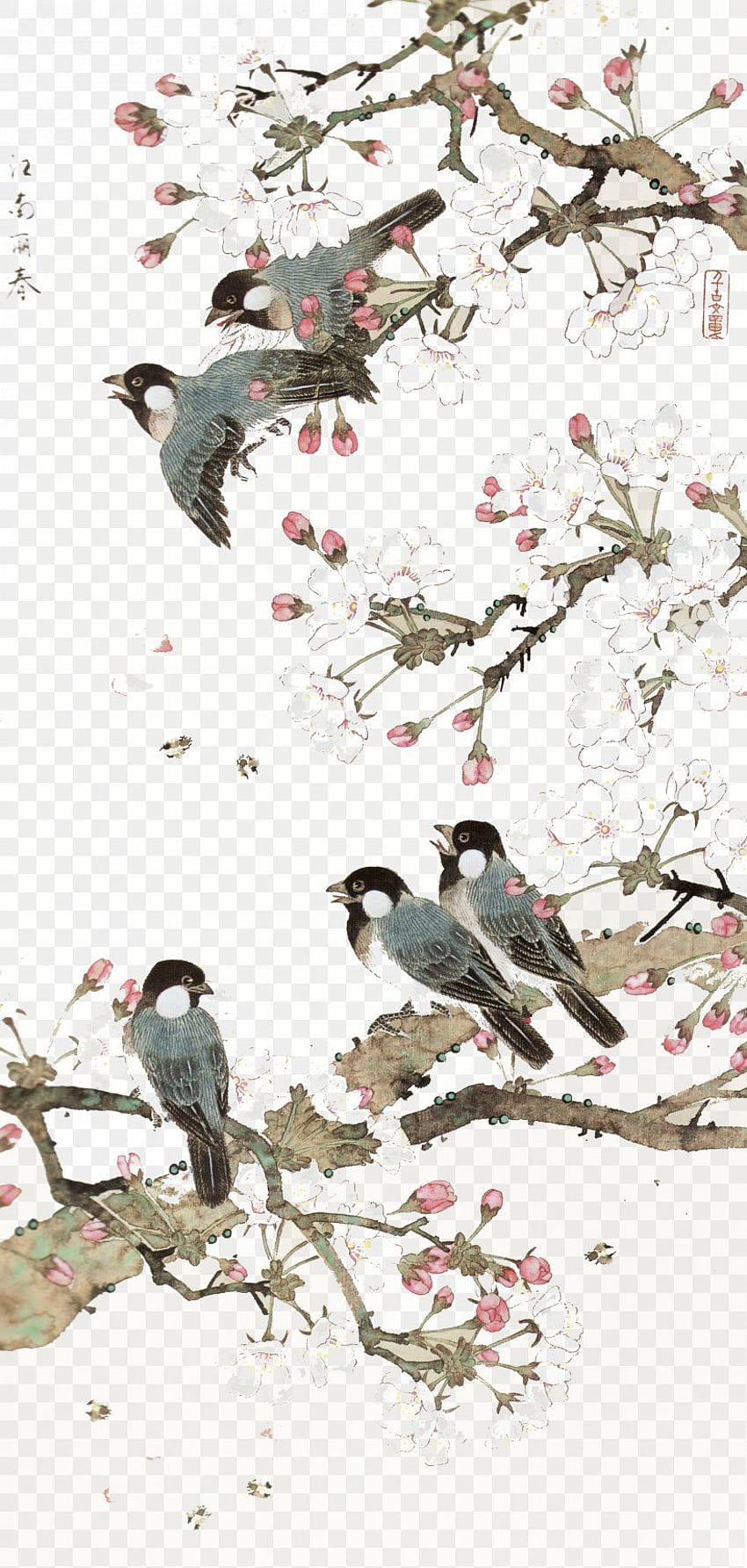 Pintura China , Pájaro Chino fondo de pantalla del teléfono