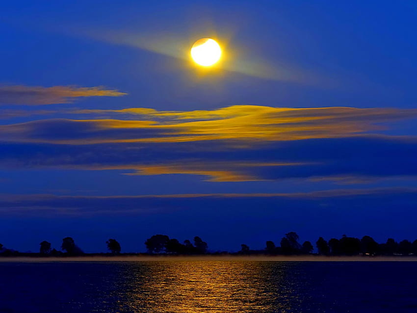 ECLISSE SOLARE, nebbia, riflesso, eclisse, luna, laguna Sfondo HD