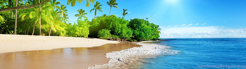 Panoramiczna rozdzielczość plaży: natura, panorama o wysokiej rozdzielczości 3840 X 1080 Tapeta HD