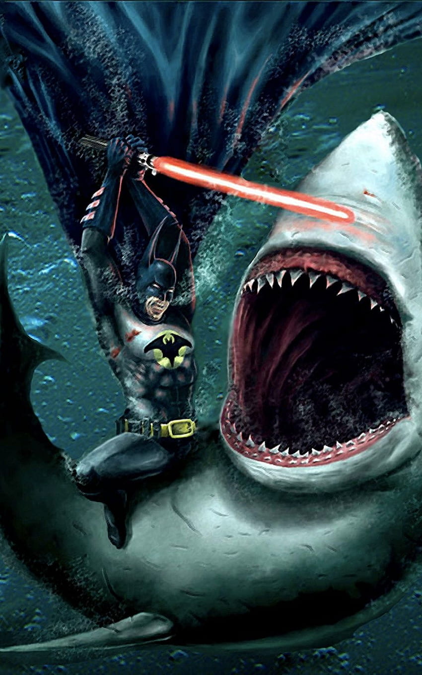 Batman Killing Sharks Laser Sword android HD phone wallpaper