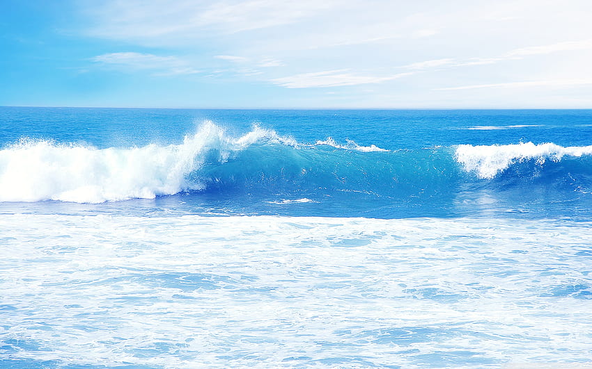 Ocean Waves Ultra Background for U TV : マルチディスプレイ、デュアルモニター : タブレット : スマートフォン、水色の海 高画質の壁紙