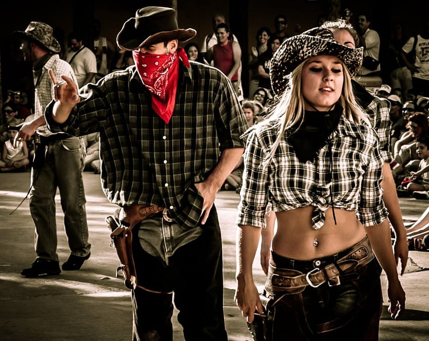 THE BAD GUYS AGAINST THE GOOD, COWGIRL, COWBOYS, HATS, HOLSTERS HD wallpaper