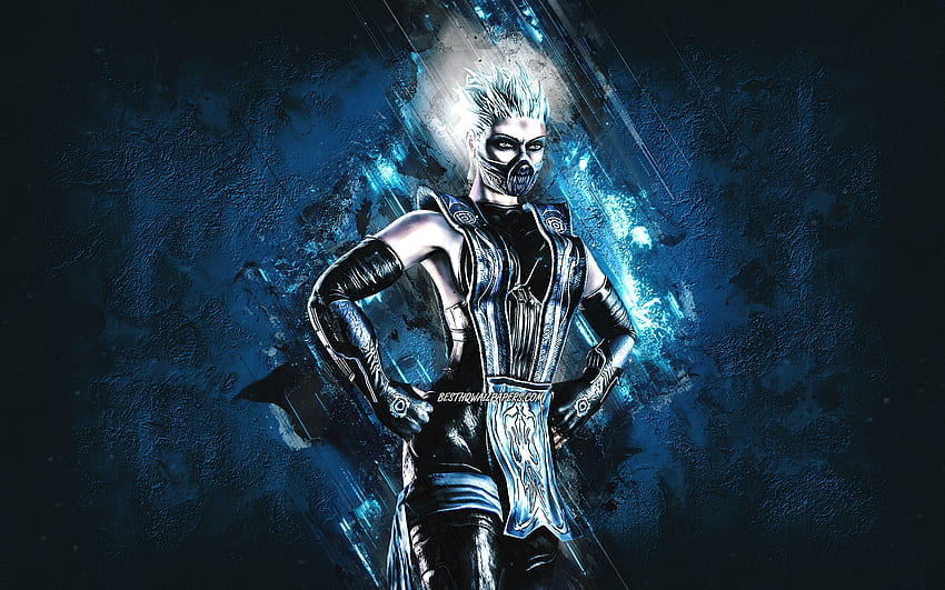 Frost, Mortal Kombat, de piedra azul, Mortal Kombat 11, arte grunge de Frost, personajes de Mortal Kombat, personaje de Frost, Frost Death Battle fondo de pantalla