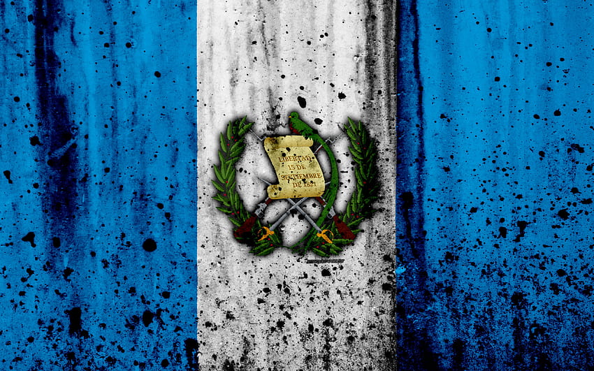 Guatemalan flag, , grunge, North America, flag of Guatemala, national symbols, Guatemala, coat of arms of Guatemala, Guatemalan national emblem for with resolution . High Quality HD wallpaper