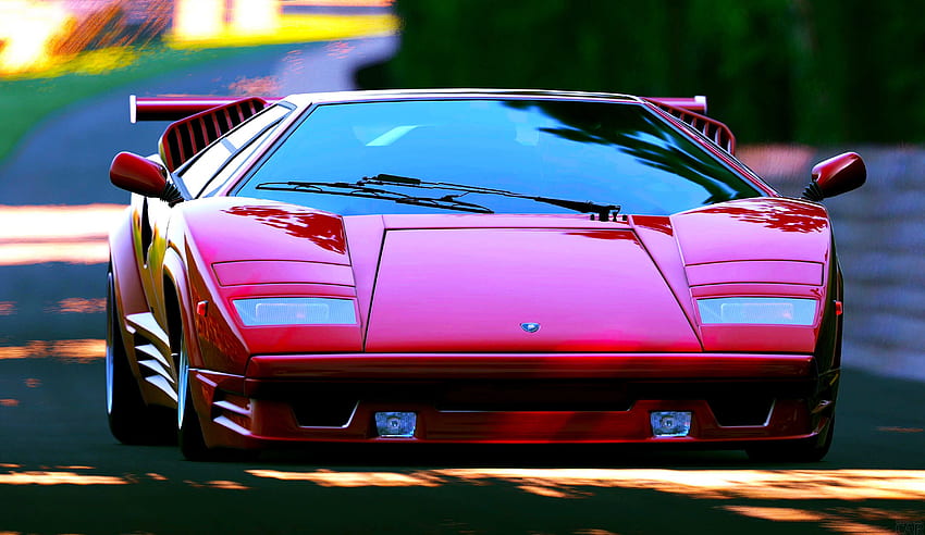 Download wallpaper 800x1420 lamborghini countach lp5000 s red side view  iphone se5s5c5 for parallax hd background