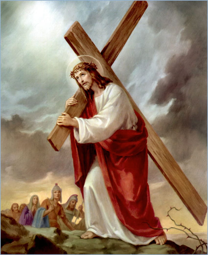 El Cuarto Misterio Doloroso La Carga de la Cruz. Jesús fondo de pantalla del teléfono