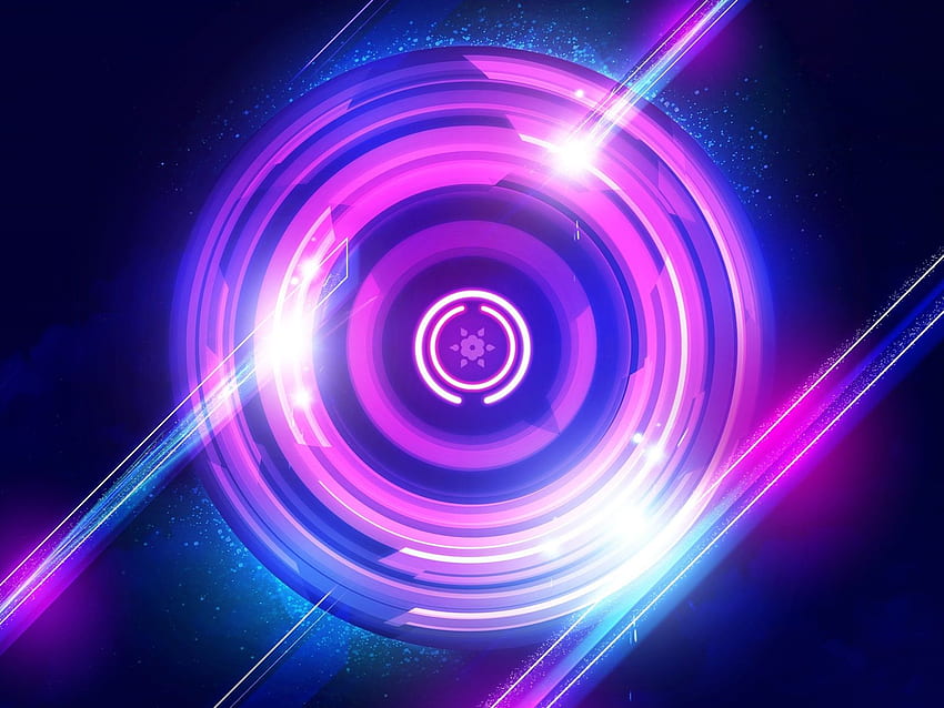 Лилави кръгове, светли, абстрактни Q ,, Неонов кръг HD тапет