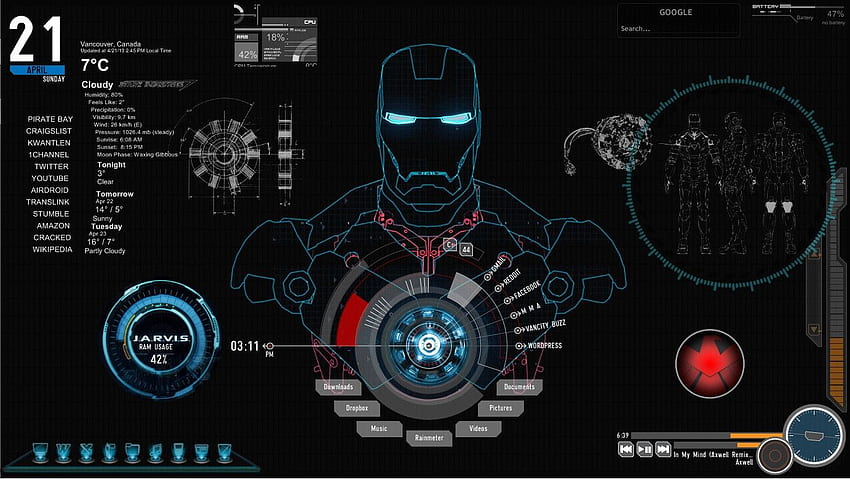 Iron Man Jarvis en vivo y antecedentes fondo de pantalla