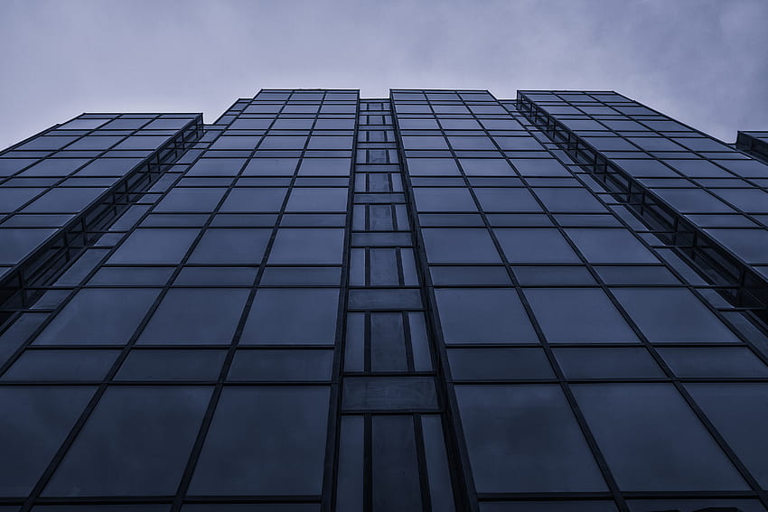 Edificio, minimalismo, vetro, prospettiva, prospettiva, vista dal basso Sfondo HD