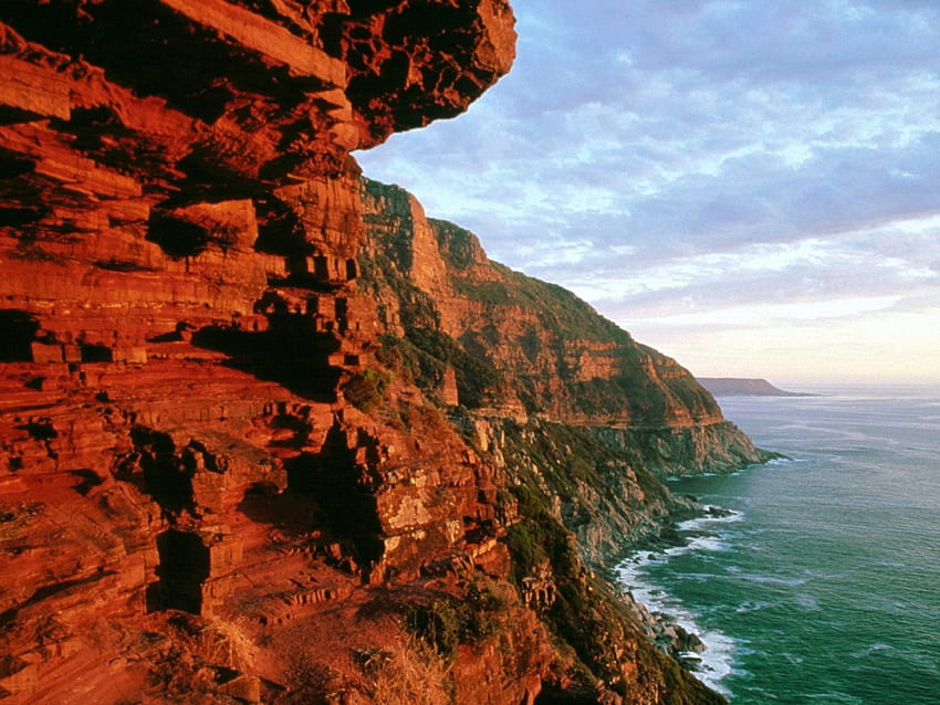 南アフリカの海岸、海、海岸、南アフリカ、山、岩 高画質の壁紙