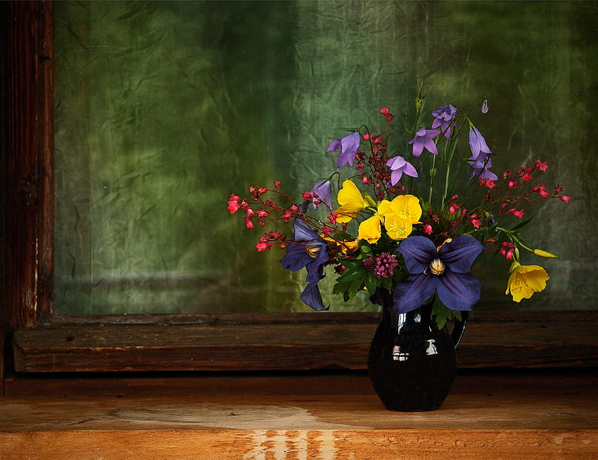 çiçekli vazo, Natürmort, buket, grafiği, Vazo, doğa, çiçekler HD duvar kağıdı