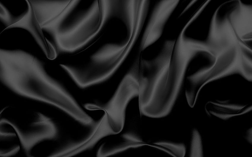 seta nera, trama del tessuto nero, seta, nero, raso, trame del tessuto, raso nero, trame di seta per con risoluzione. Alta qualità Sfondo HD