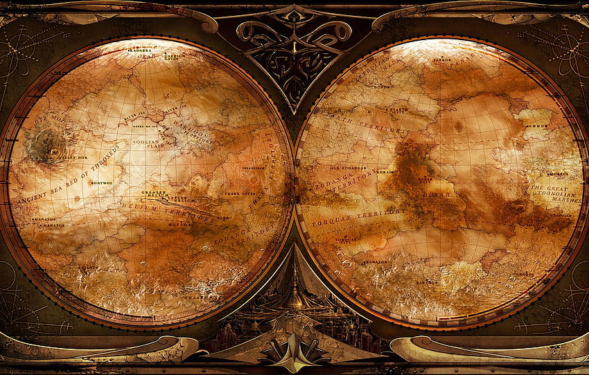 map, steampunk, turn, steampunk, the map for , section разное HD wallpaper