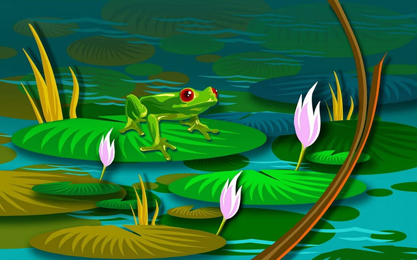 Lilly pond, frogs, ponds HD wallpaper