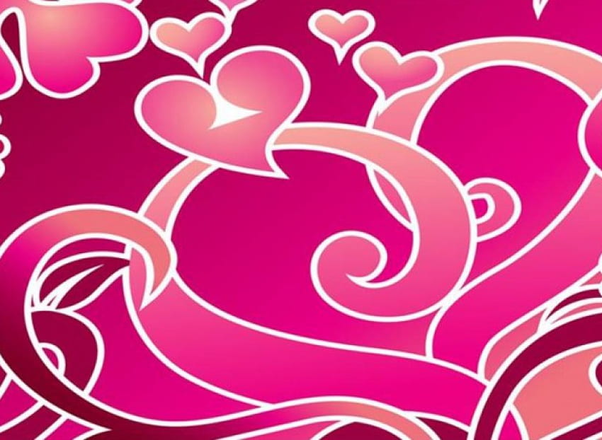 Hearts and Swirls, hearts, swirls, clover HD wallpaper