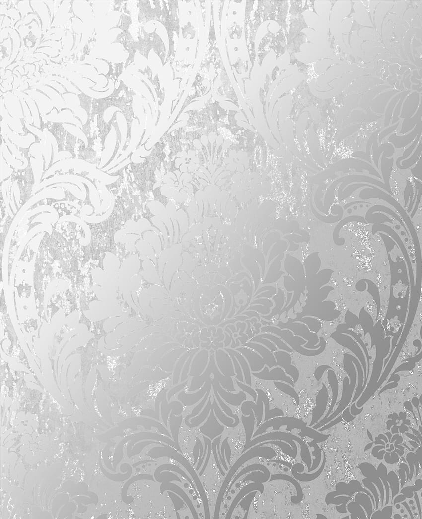 Silver Distressed Damask HD phone wallpaper