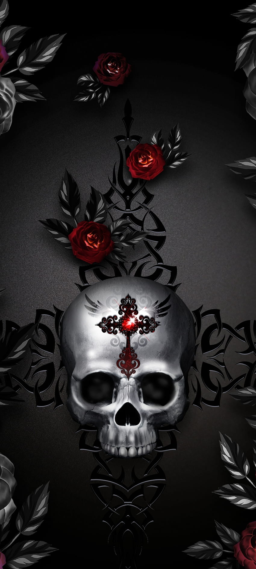 HD wallpaper billelis dark religion death skull flowers red   Wallpaper Flare