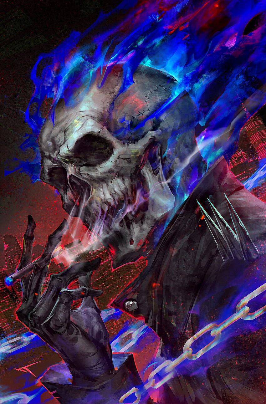Blue Fire Skull – Dist, Fire Skeleton HD phone wallpaper