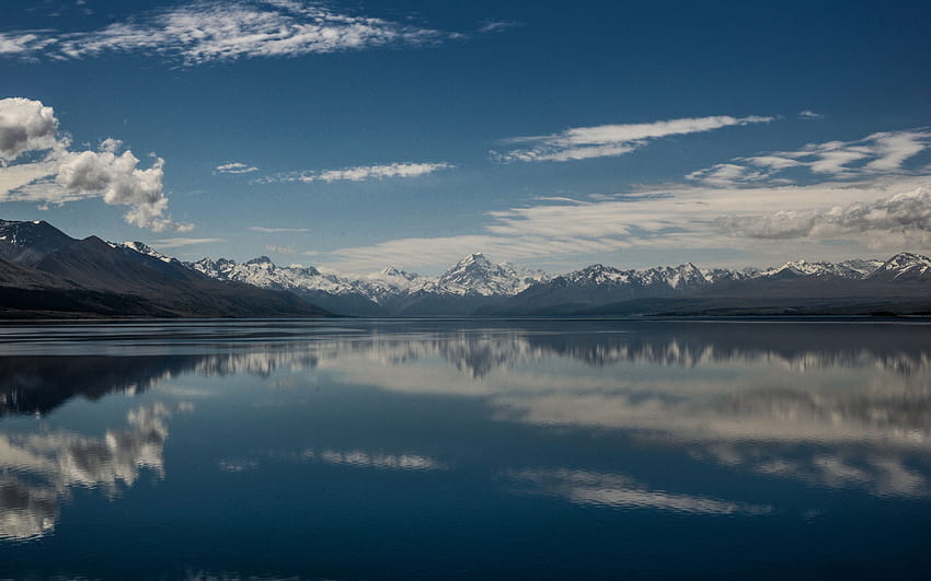 lake pukaki, mountains, skyline, new, New Zealand HD wallpaper