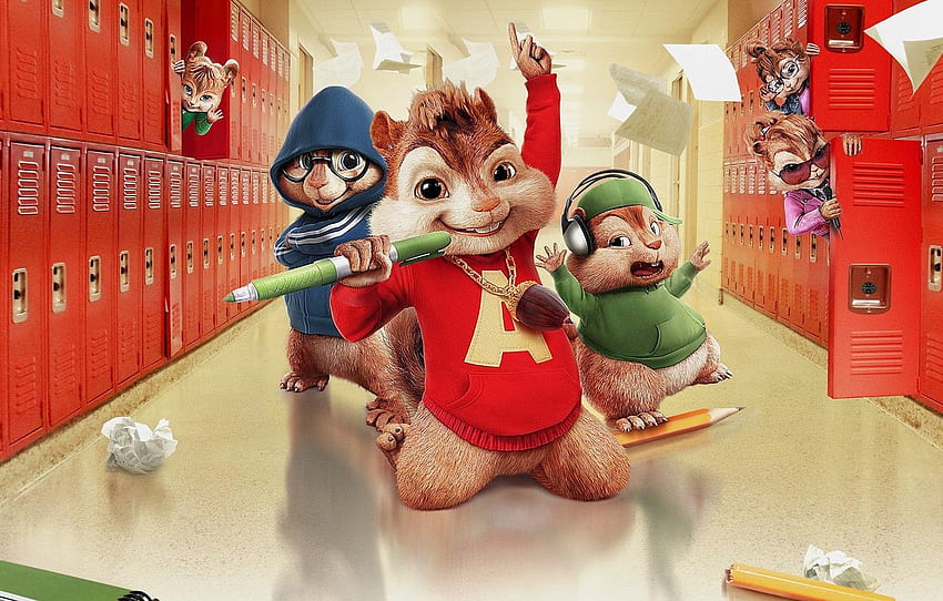 cinema, school, movie, singer, film, animated film, Alvin and the Chipmunks HD wallpaper