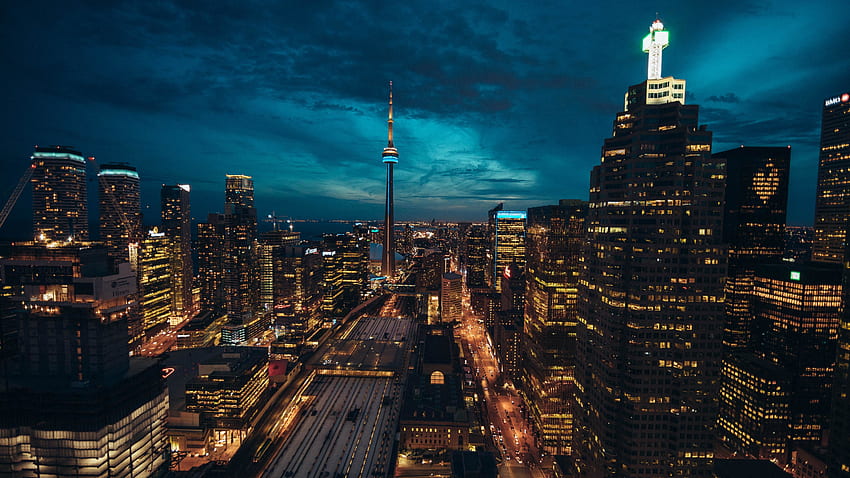 toronto, cityscape, buildings, night, 16:9, , , background, 22140, 1600X900 Toronto HD wallpaper