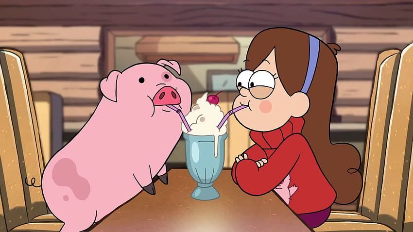 Mabel and Waddles drinking a shake in 2019. Gravity falls HD wallpaper