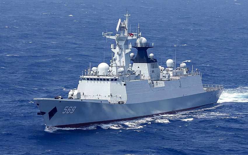 Китайска фрегата Yulin, 569, военноморски сили на Народноосвободителната армия, фрегата тип 054A, Yulin 569, китайски военноморски флот, китайски военни кораби HD тапет