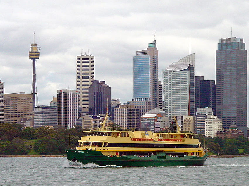 Sydney Skyline mit Fähre, vas, apa, arhitectura, oras HD-Hintergrundbild