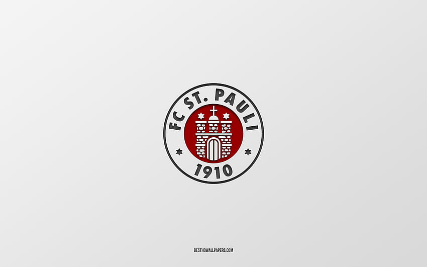FC St Pauli, latar belakang putih, tim sepak bola Jerman, lambang FC St Pauli, Bundesliga 2, Jerman, sepak bola, logo FC St Pauli Wallpaper HD