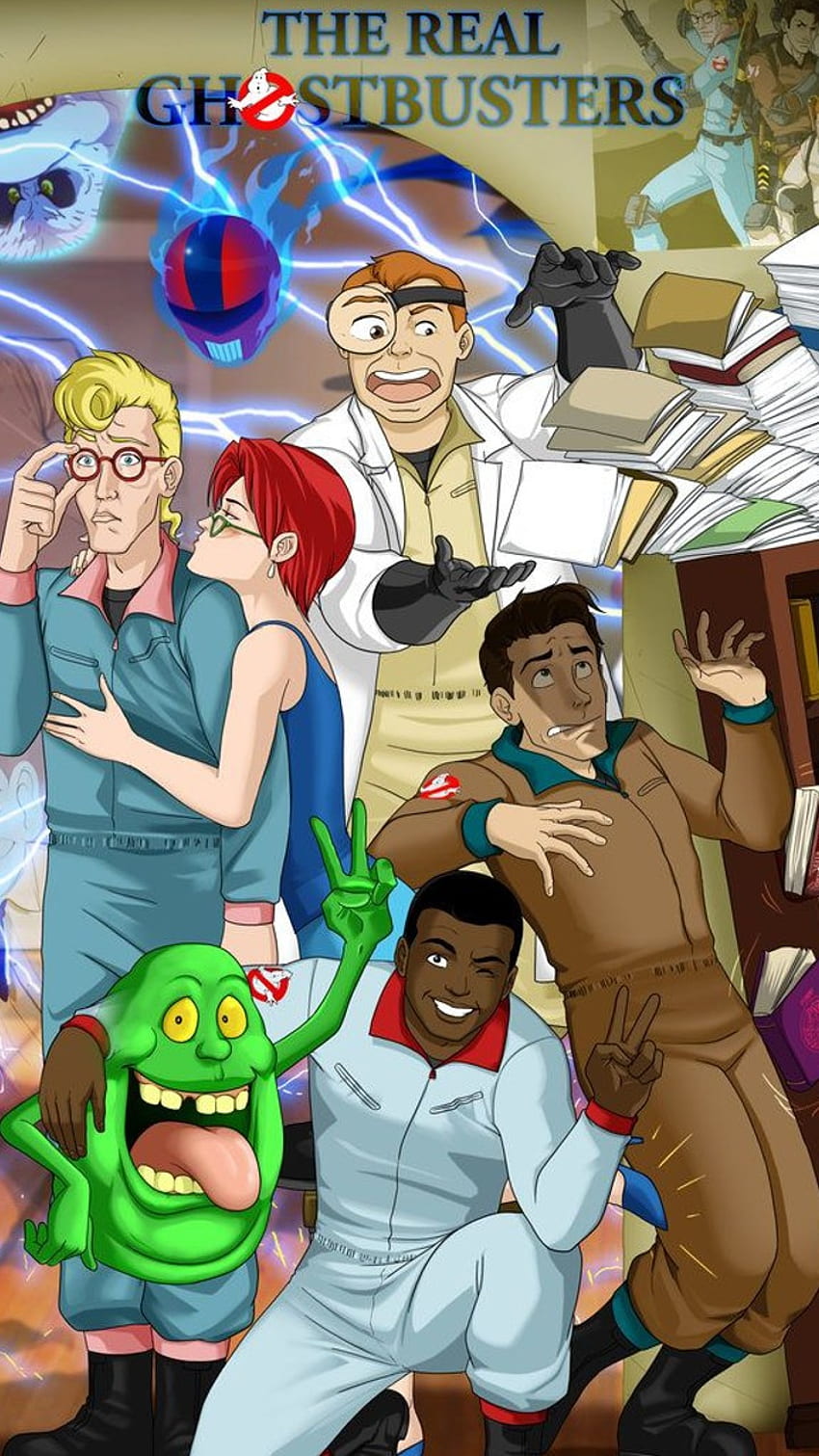 The Real Ghostbusters, Egon, The Real, Winston, Janine, Art is not mine, Cartoon, The Real Ghostbusters 1987, Peter, Ray, Slimer HD phone wallpaper
