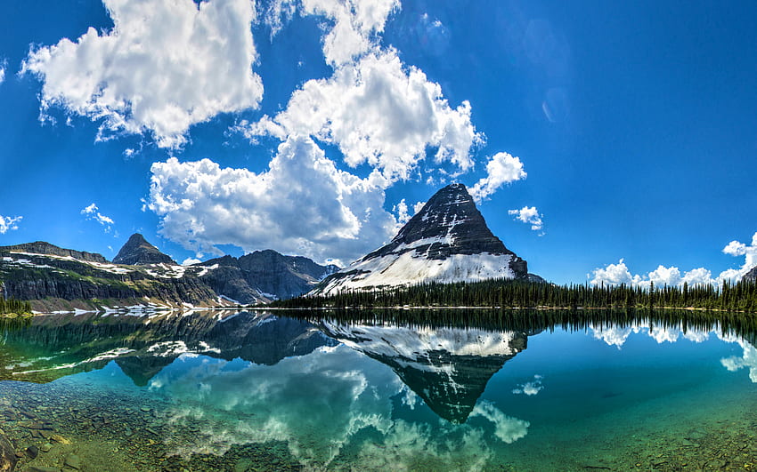 Hidden Lake, R, Glacier National Park, лято, американски забележителности, планини, красива природа, Америка, САЩ HD тапет