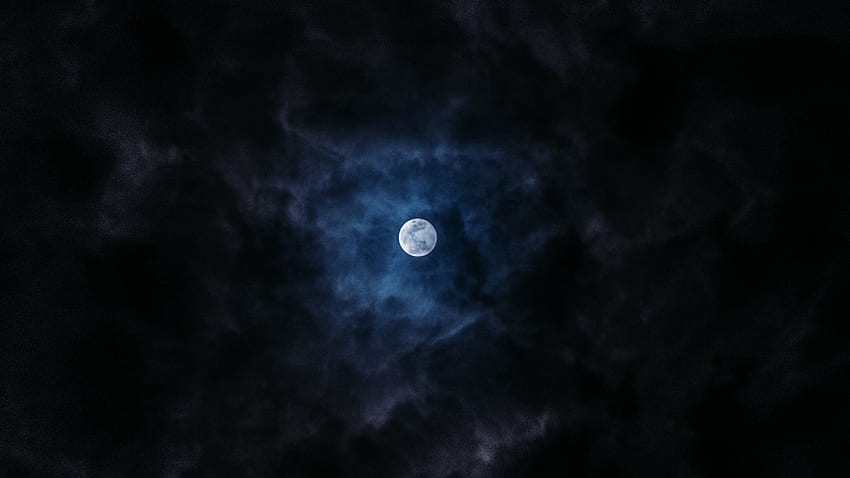 księżyc, pełnia księżyca, chmury, noc, niebo, Dark Night Moon Tapeta HD