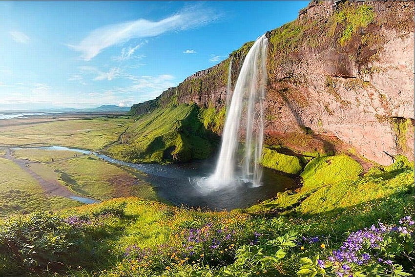 Waterfalls: Seljalandsfoss Waterfall Iceland Beautiful Wide HD wallpaper