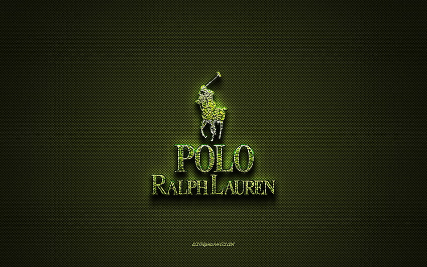 Лого на Polo Ralph Lauren, зелено креативно лого, флорално арт лого, емблема на Polo Ralph Lauren, зелена текстура от въглеродни влакна, Polo Ralph Lauren, креативно изкуство HD тапет