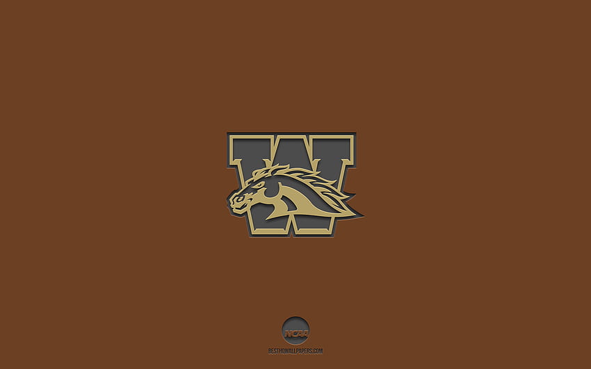 Western Michigan Broncos, brown background, American football team, Western Michigan Broncos emblem, NCAA, Michigan, USA, American football, Western Michigan Broncos logo HD wallpaper