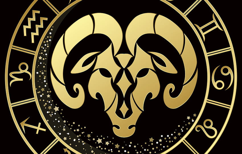 black background, zodiac sign, Aries for , section разное, Aries Symbol HD wallpaper
