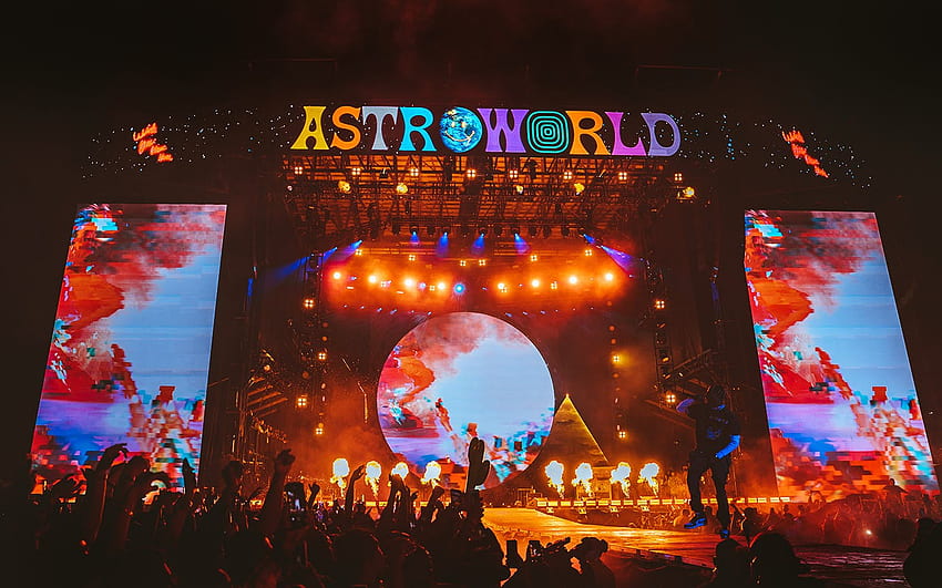 Travis Scott kann seine „Astroworld“-Träume in einem tatsächlichen Vergnügungspark manifestieren – Texas Monthly, Travis Scott On Stage HD-Hintergrundbild