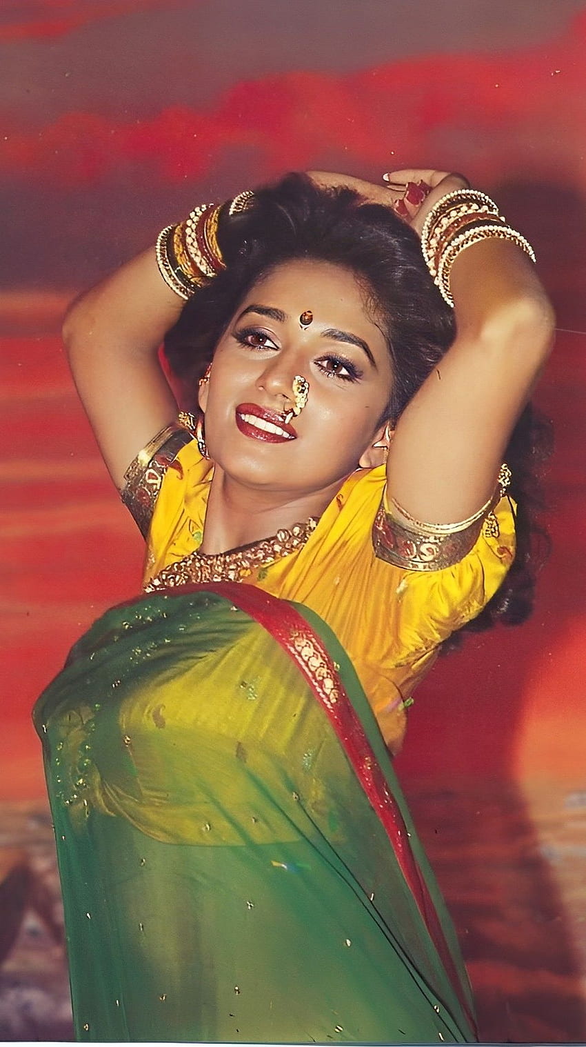 Madhuri Dixit, aktorka bollywoodzka, beta, vintage Tapeta na telefon HD