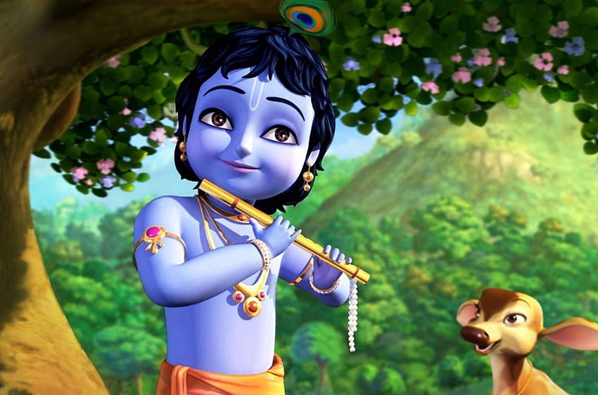 Senhor Krishna 3D, Pequeno Krishna 3D papel de parede HD