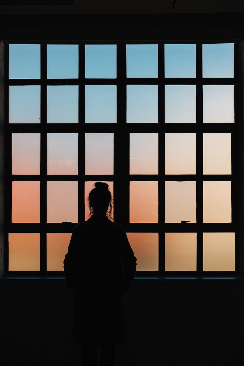 Trellis, Dark, Silhouette, Girl, Window, Lattice HD phone wallpaper