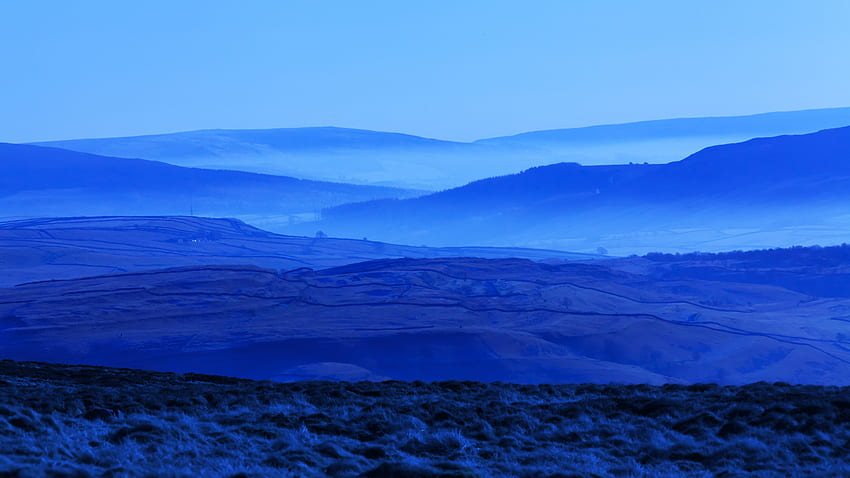 Blue Misty Hills in Yorkshire, graphy, Mist, Nature, Landscapes, Mountains, Hills, Blue HD wallpaper