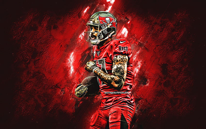 Mike Evans, Tampa Bay Buccaneers, NFL, american football, portrait, red stone background, National Football League, USA for with resolution . High Quality HD wallpaper