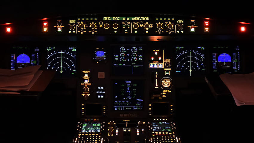 airplane, control panel, radars, backlight 16:9 background HD wallpaper