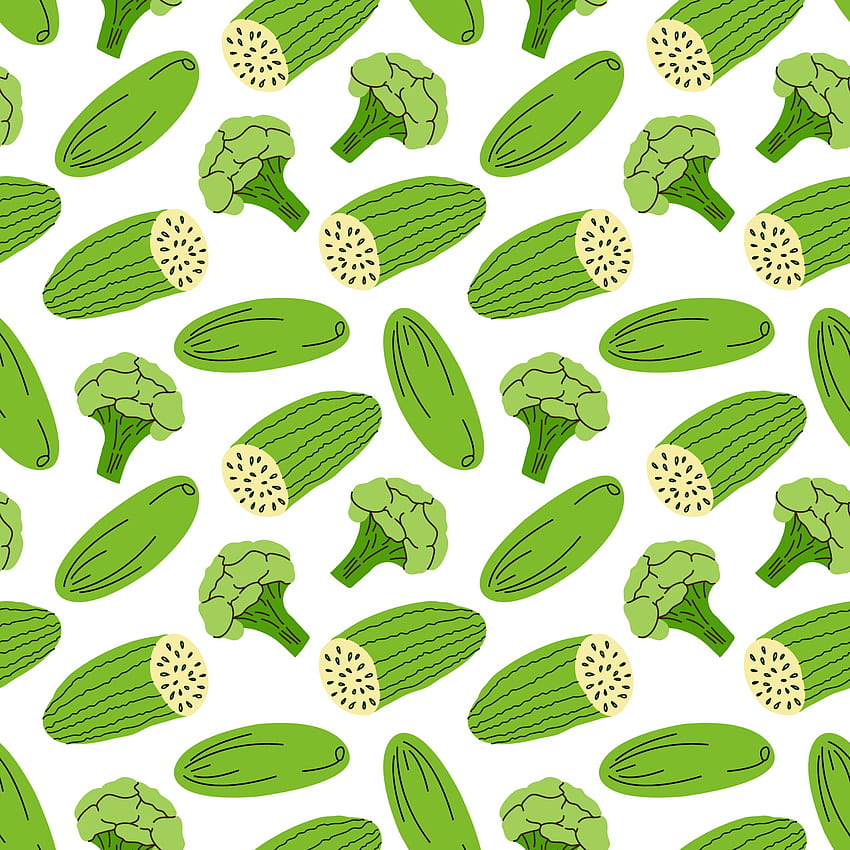 vegetable pattern with composition broccoli, cucumber element. Perfect for food background, , textile. Vector illustration 2059582 Vector Art at Vecteezy HD phone wallpaper