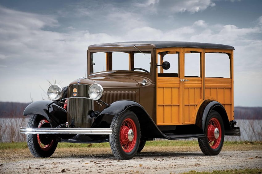 1932 Ford Model B Station Wagon, ford, klasik, vagon, model, odunsu, araba, istasyon, b, eski, 32, 1932, antika, nostaljik HD duvar kağıdı