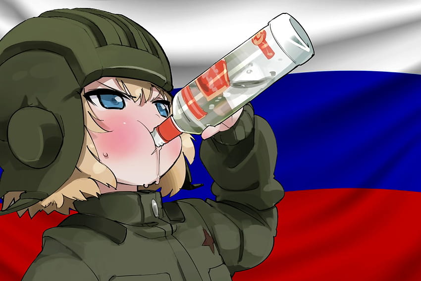 Girls und Panzer Katyusha Russian Flag, russia, vodka, katyusha, cgdct, moe, cute girl, anime, girls und panzer, russian flag HD wallpaper
