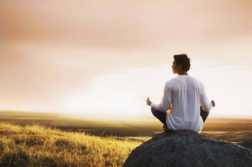 hombre, meditación, piedra Resolución, Hombre, y , Meditación en calma fondo de pantalla