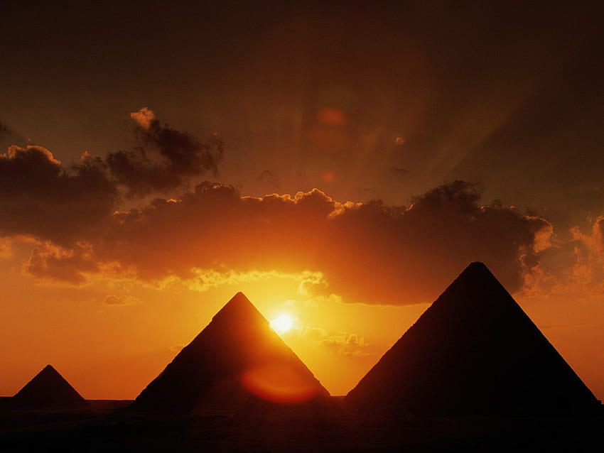 pôr do sol, Egito, pirâmides, Grande Pirâmide de Gizé, Pirâmides Egípcias papel de parede HD
