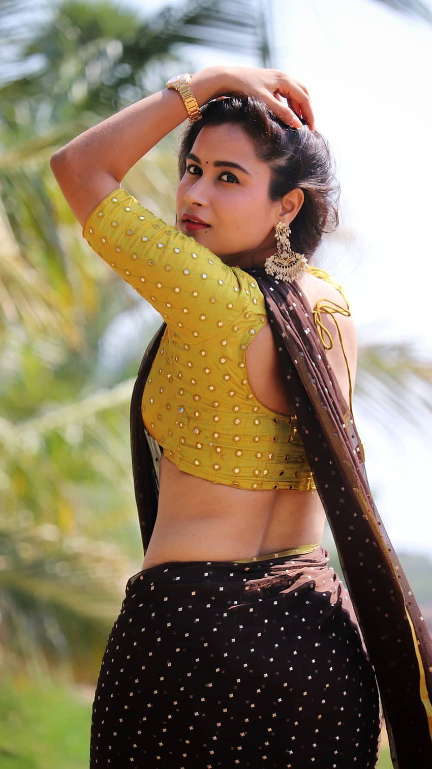 Kanchan Bamne, Telugu-Schauspielerin, Saree-Liebhaberin HD-Handy-Hintergrundbild